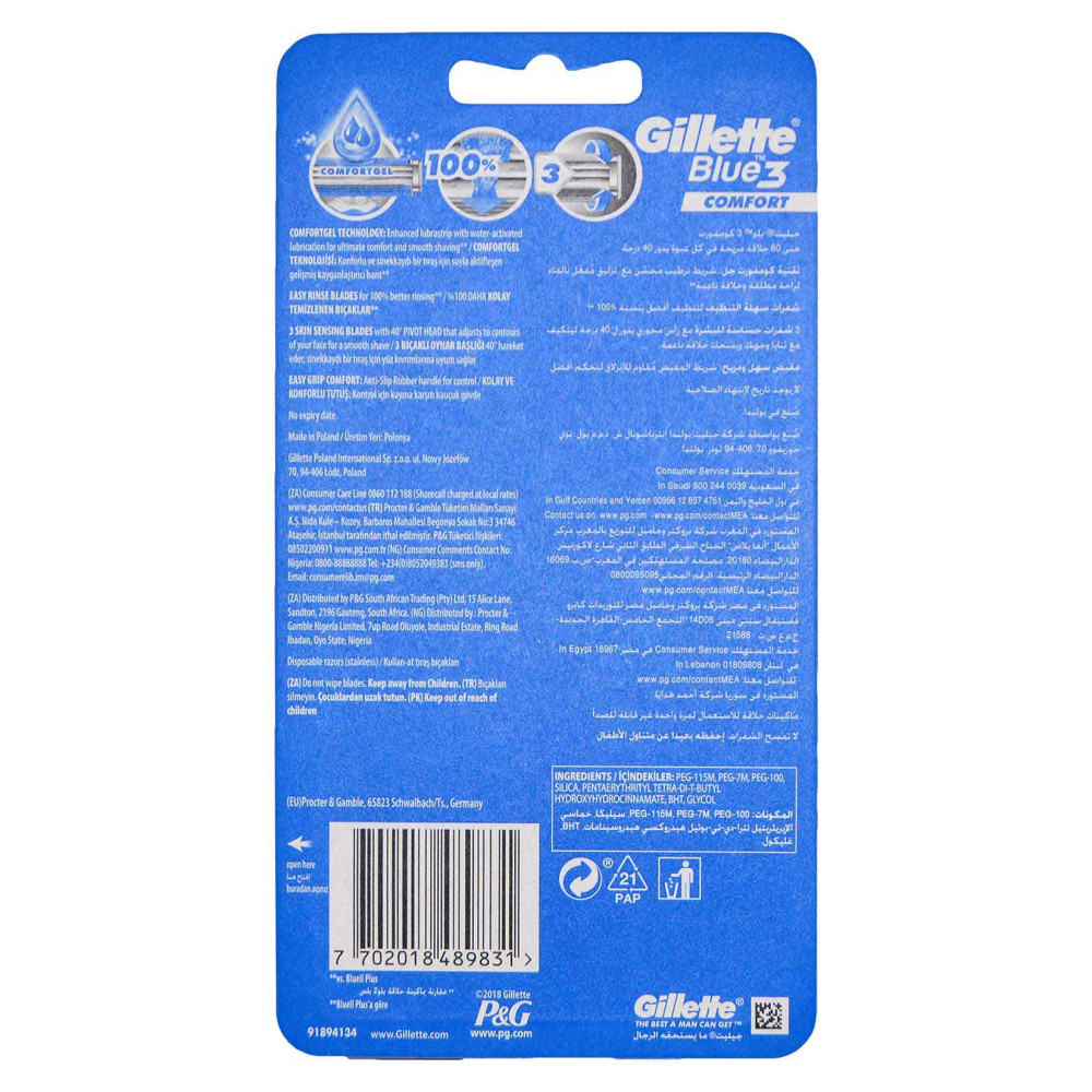 Gillette Blue 3 Tıraş Bıçağı 6'lı Blister Comfort