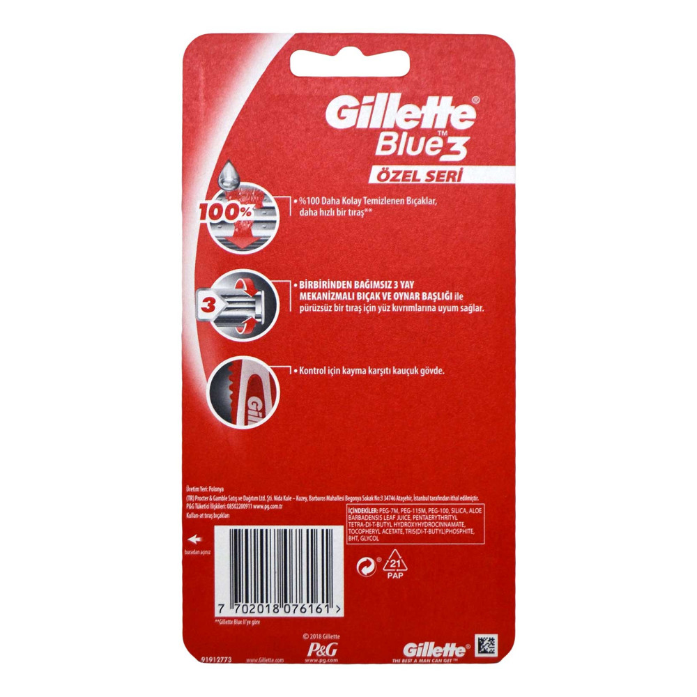 Gillette Blue 3 Tıraş Bıçağı 6'lı Blister Pride
