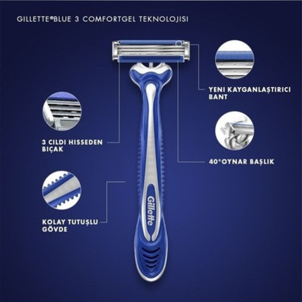 Gillette Blue 3 Tıraş Bıçağı 9 + 3'lü Poşet Comfort