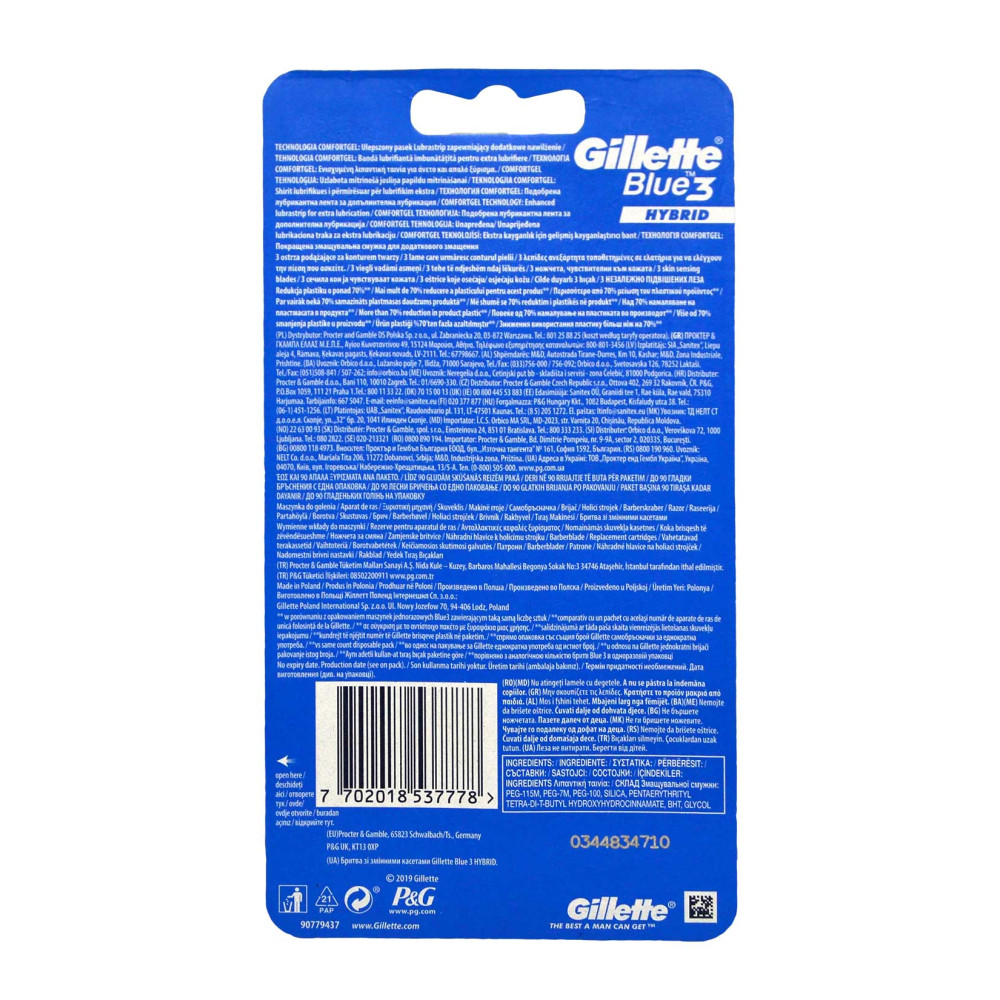 Gillette Blue 3 Tıraş Makinesi Hybrid + 9 Yedek Bıçak