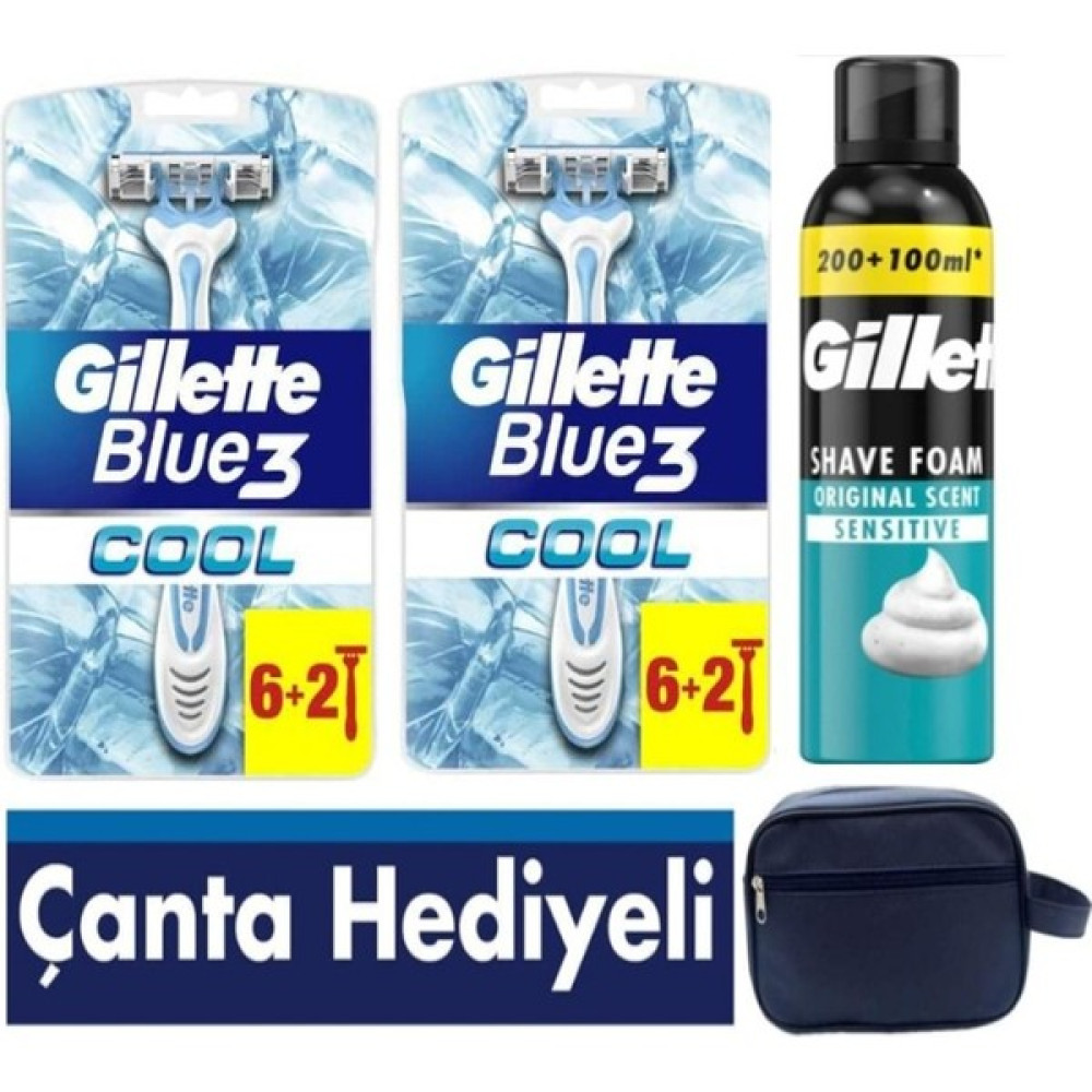 Gillette Blue3 Cool Tıraş Bıçağı 16 Adet + Gillette 300ml Köpük+ Seyahat Çantası Oto Boyaları Fiyatı