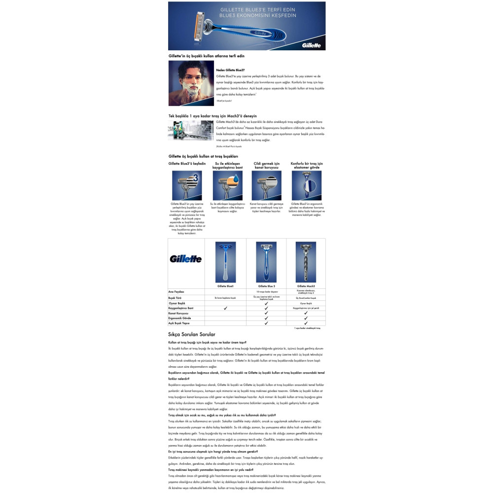 Gillette Blue3 Cool Tıraş Bıçağı 6'lı Blister