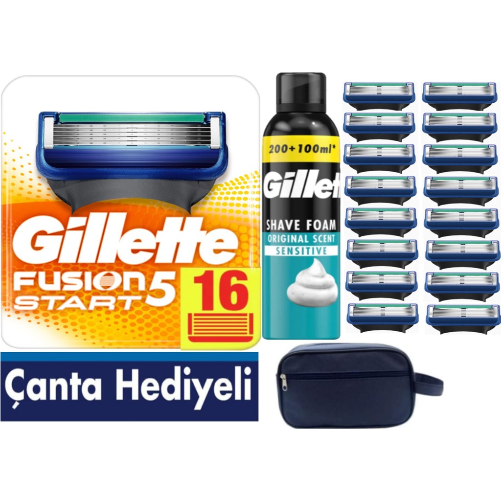 Gillette Fusion Start 16 Yedek Tıraş Bıçağı - 300 ml Köpük - Çanta Diğer Fiyatı