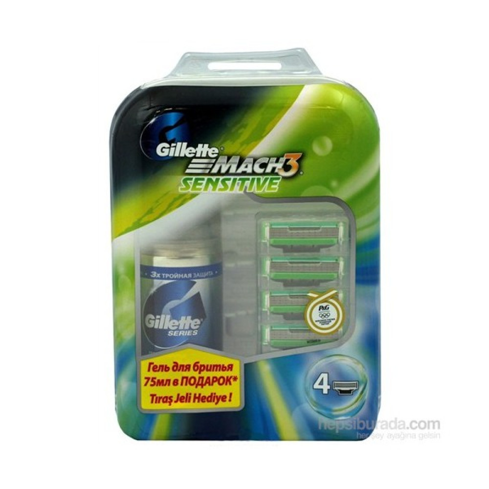 Gillette Mach 3 Sensitive Yedek Tıraş Bıçağı 4'Lü + Tıraş Jeli Set Tıraş Makineleri Fiyatı