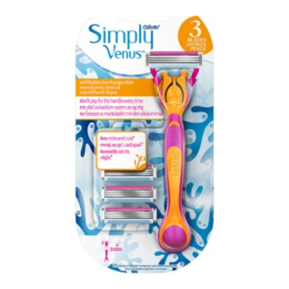 Gillette Venüs Simply 3 Tıraş Makinesi + 3 Yedek Tıraş Bıçağı Ağda Ürünleri ve Makineleri Fiyatı