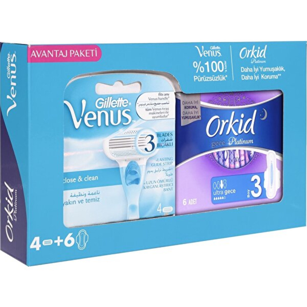 Gillette Venus Yedek Tıraş Bıçağı 4'lü + Orkid Platinum Set Ağda Ürünleri ve Makineleri Fiyatı