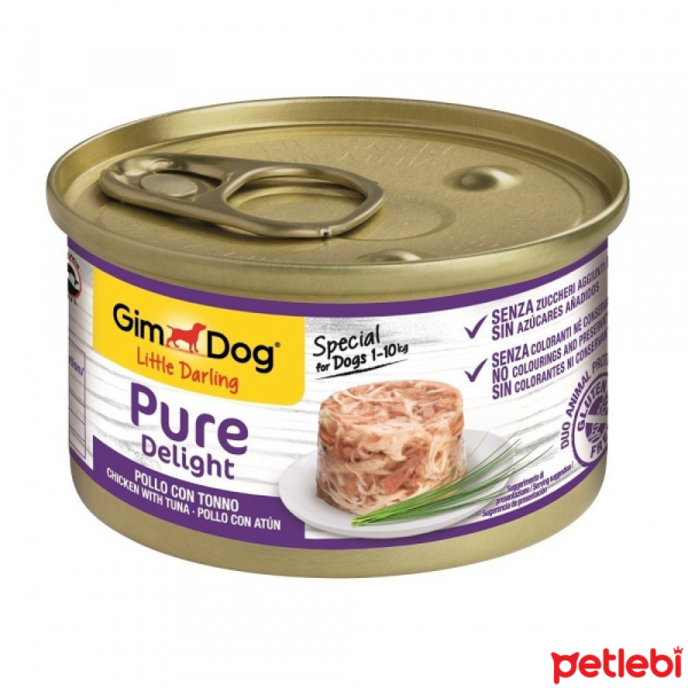 GimDog Pure Delight Jöle İçinde Parça Tavuklu ve Ton Balıklı Yetişkin Köpek Konservesi 85gr Evcil Hayvan Ürünleri Fiyatı