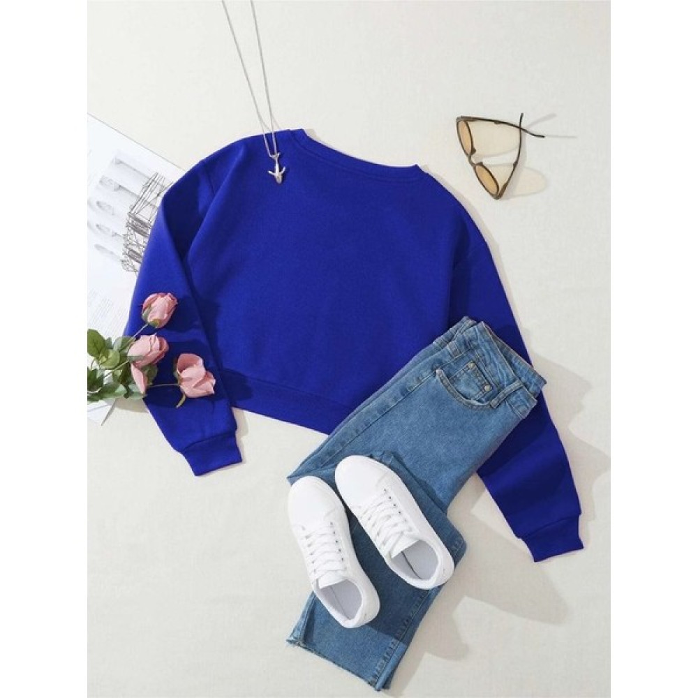 Ginevra Kadın Mountain Baskılı Crop Içi Polarlı Oversize Sweatshirt Bayan Sweatshirt Fiyatı