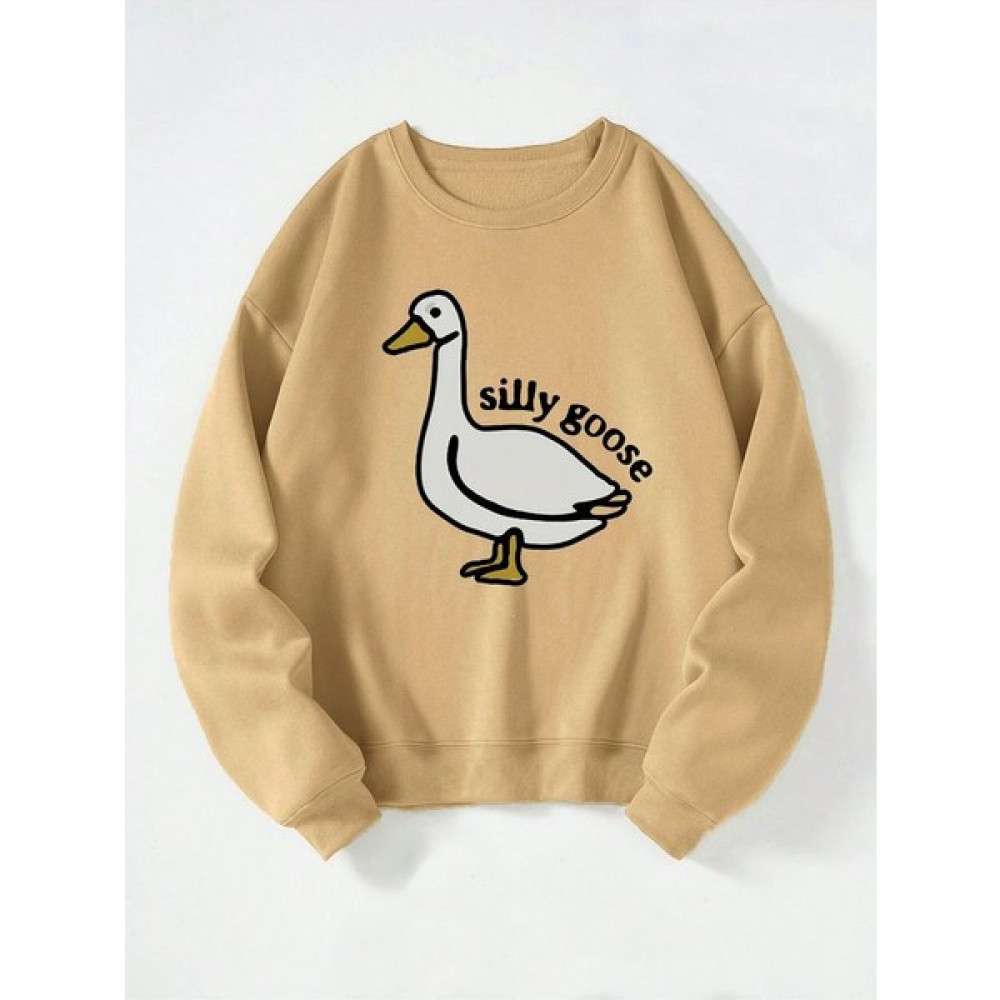 Ginevra Kadın Silly Goose Baskılı Oversize Sweatshirt Bayan Sweatshirt Fiyatı