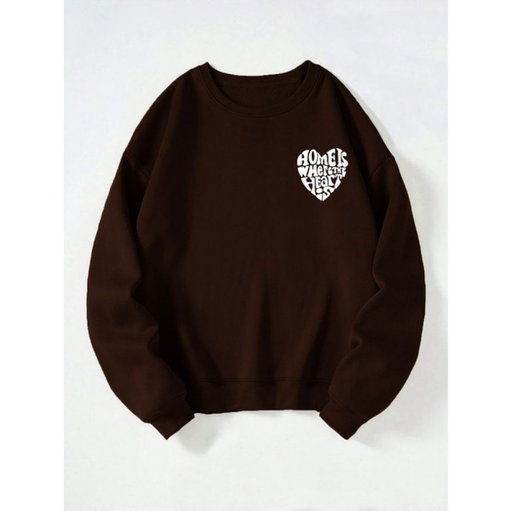 Ginevra Unisex Bisiklet Yaka Heart Baskılı Oversize Salaş Kesim Polar Sweatshirt Bayan Sweatshirt Fiyatı