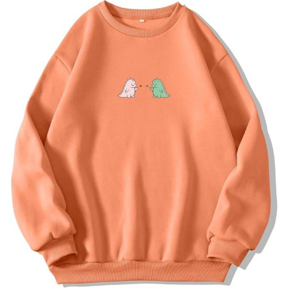 Ginevra Unisex Bisiklet Yaka Lovely Dino Baskılı Oversize Salaş Kesim Polar Sweatshirt Bayan Sweatshirt Fiyatı