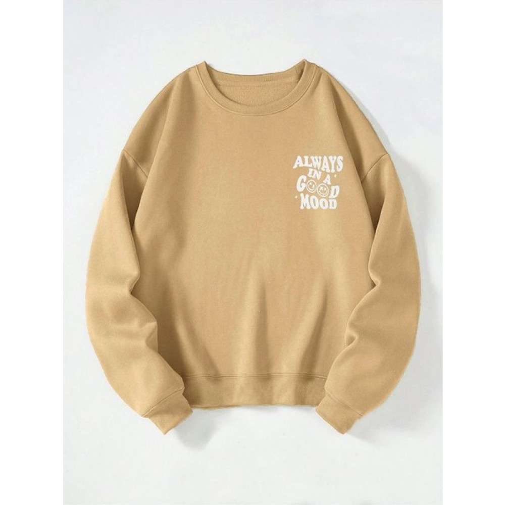 Ginevra Unisex Bisiklet Yaka Mood Baskılı Oversize Salaş Kesim Polar Sweatshirt Bayan Sweatshirt Fiyatı