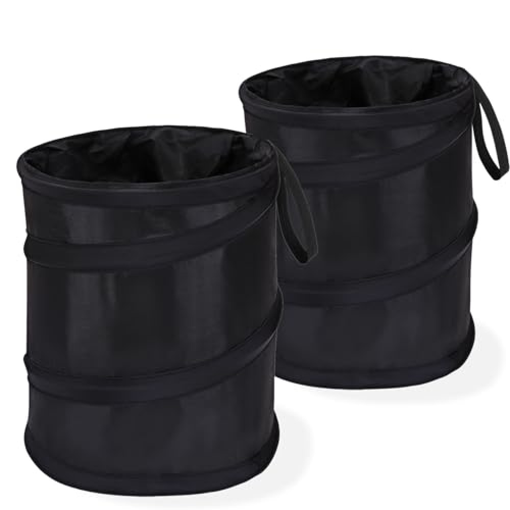 Ginsco 2 Gallon Car Trash Bin, 2 Pack Collapsible Pop-Up Garbage Bin with Elastic Band, Multipurpose Portable Trash Bag For Truck/Minivan