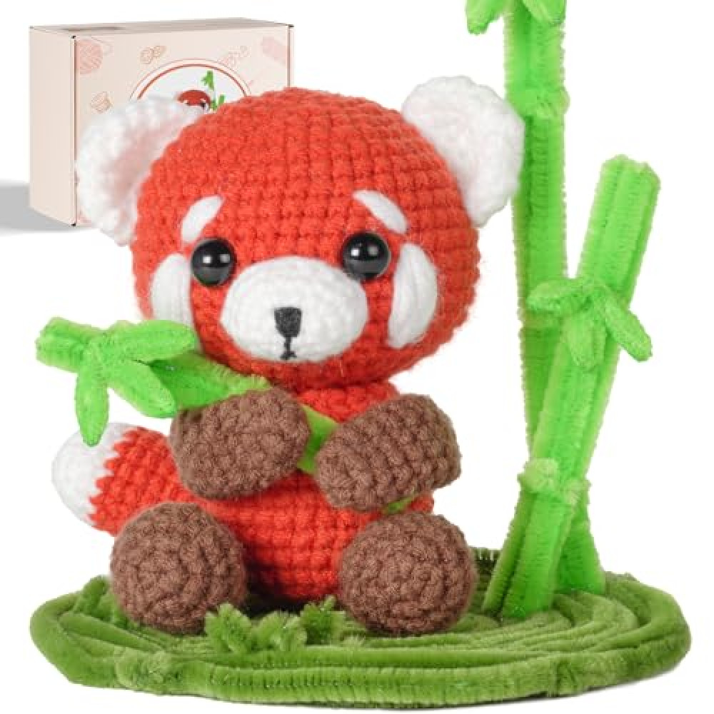Gipony Crochet Kit for Beginners, Crochet Animal Kits, Crocheting Kit for Starters, Learn to Crochet with Step-by-Step Video Tutorials, Beginner Crochet Kit for Adults(Panda)