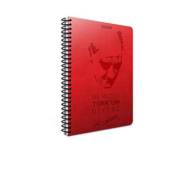 Gıpta Atatürk Spiralli Sert Kapaklı A4 120 Yaprak Kareli Defter