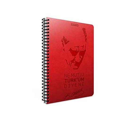 Gıpta Atatürk Spiralli Sert Kapaklı A4 120 Yaprak Kareli Defter