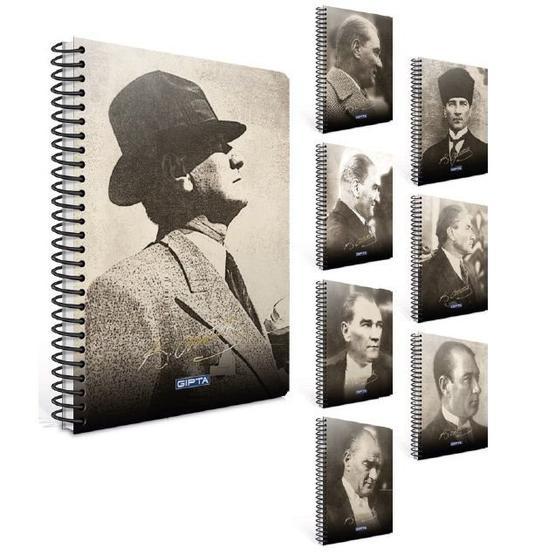 Gıpta Atatürk Spiralli Sert Kapaklı A4 120 Yaprak Kareli Defter