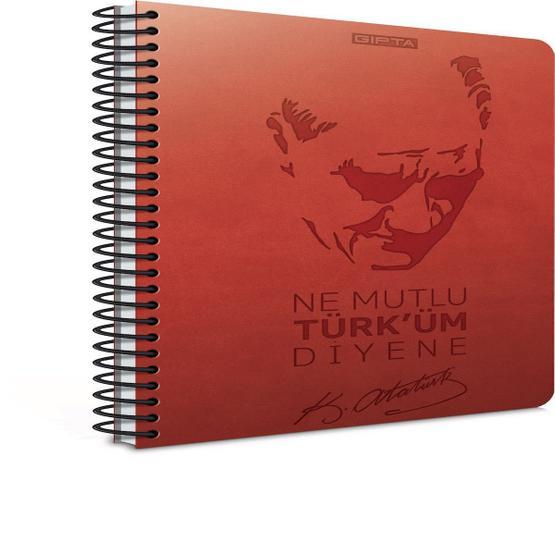 Gıpta Atatürk Spiralli Sert Kapaklı A4 120 Yaprak Kareli Defter