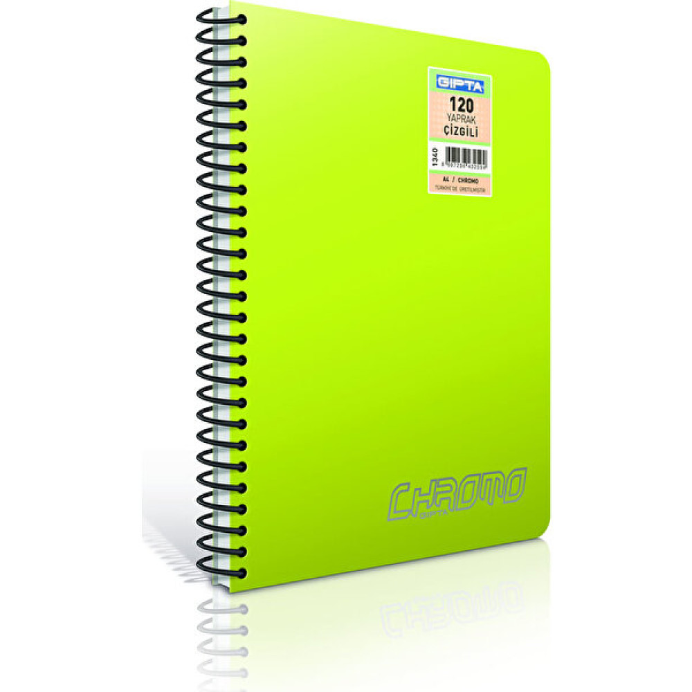 Gıpta Chromo (A4) 120 Yp. PP Kapak Spiralli Defter - Kareli (1341) Spiralli Defter Fiyatı