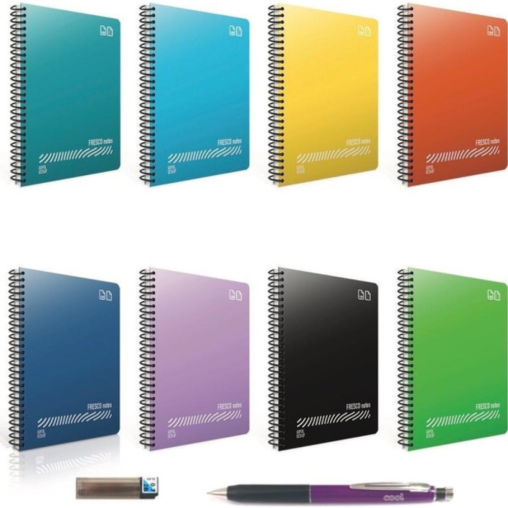 Gıpta Fresco Spiralli Pp Kapak A4 60 Yaprak Defter Seti - 4 Kareli + 4 Çizgili 8'li + Towbow Cool 0.7 mm Uçlu Kalem ve Uç Spiralli Defter Fiyatı