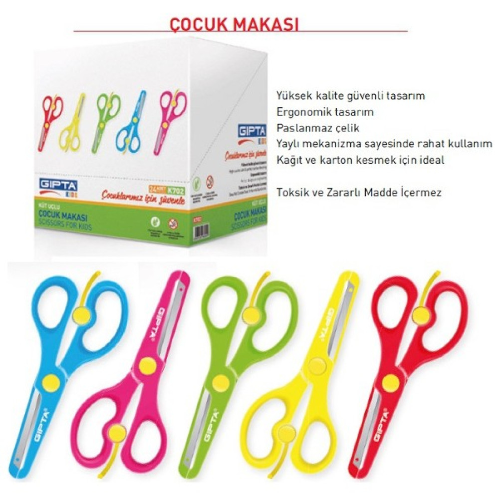 Gıpta Küt Uç Plastik Gövdeli Çocuk Makası Makas Fiyatı