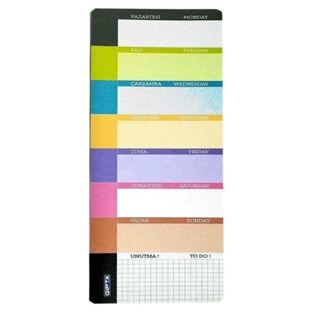 Gıpta Planner 52 Yaprak 12X34 Haftalık Planlayıcı Model 2 - Renkli Ajanda Fiyatı