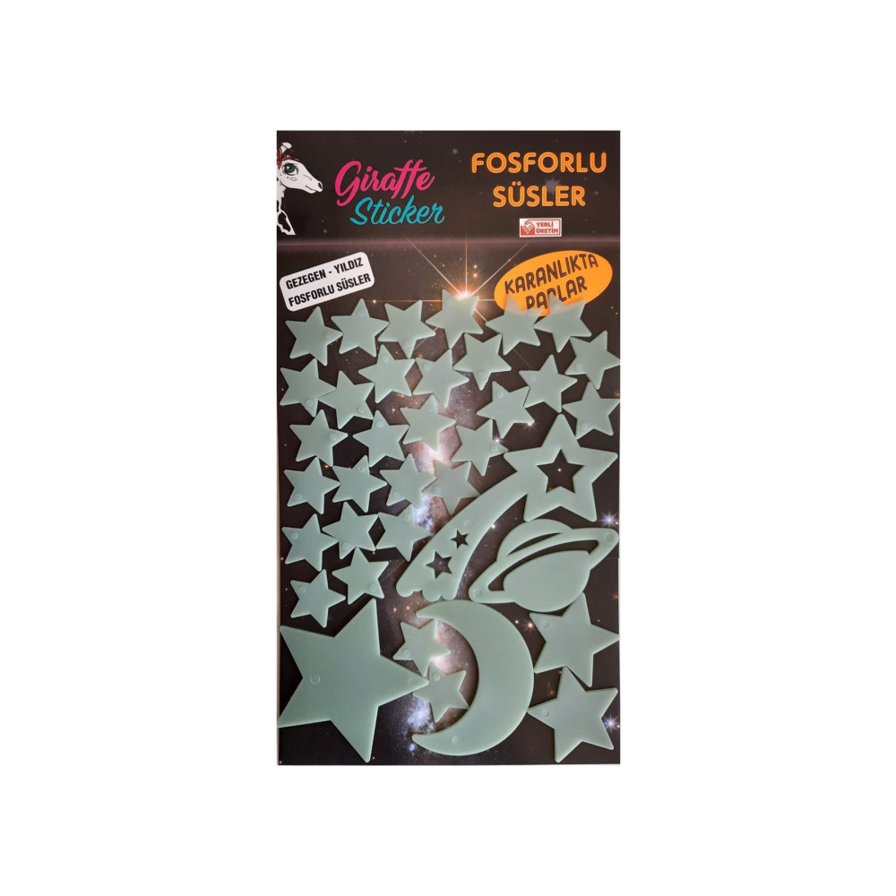 Giraffe Sticker Karanlıkta Parlayan Fosforlu Gezegen Ve Yıldızlar 36 Adet Sticker 53 x 15 Beden Duvar Stickerı Fiyatı