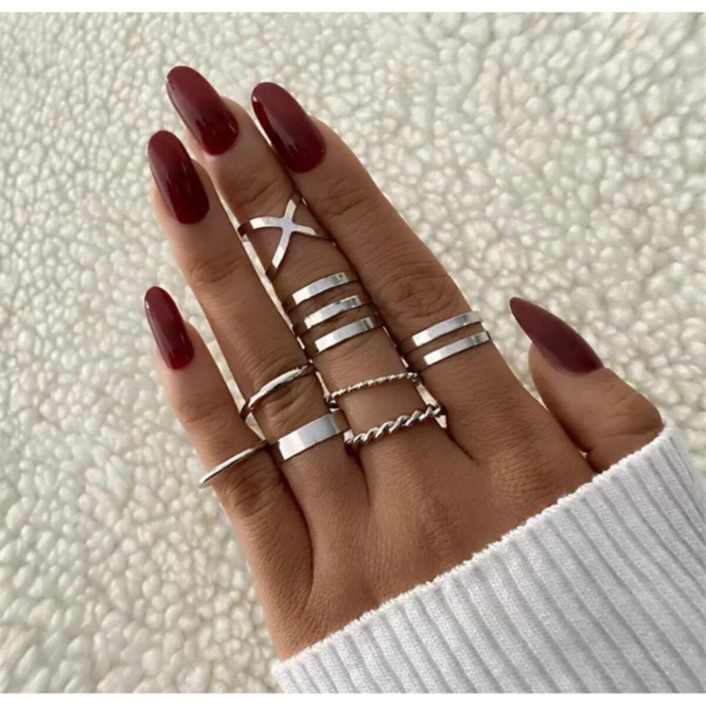 Girift Vintage Charm 8 Adet Metal Detaylı Çoklu Yüzük Seti - Gümüş Diğer Fiyatı