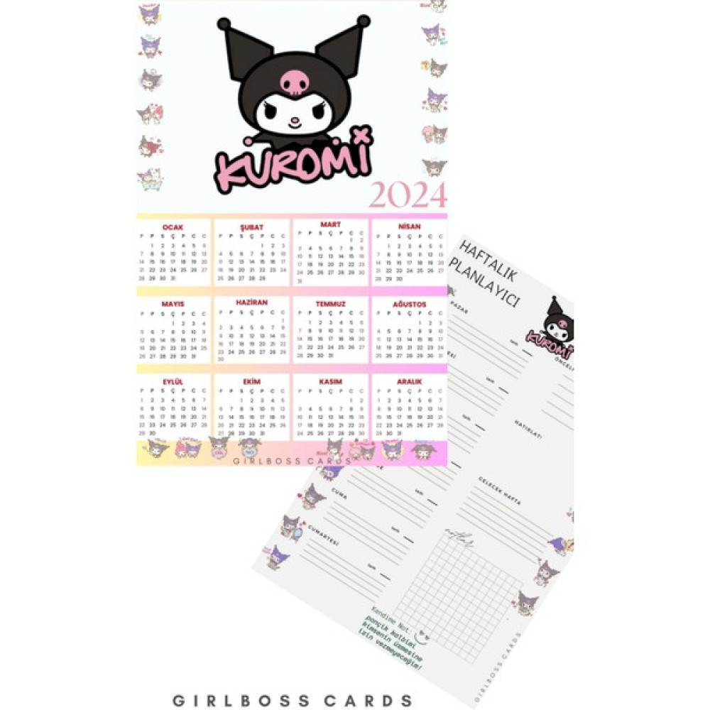 Girlboss Butik Girlboss Cards Kuromi Takvim ve Planlayıcı - Beyaz - 5 Adet Takvim Fiyatı