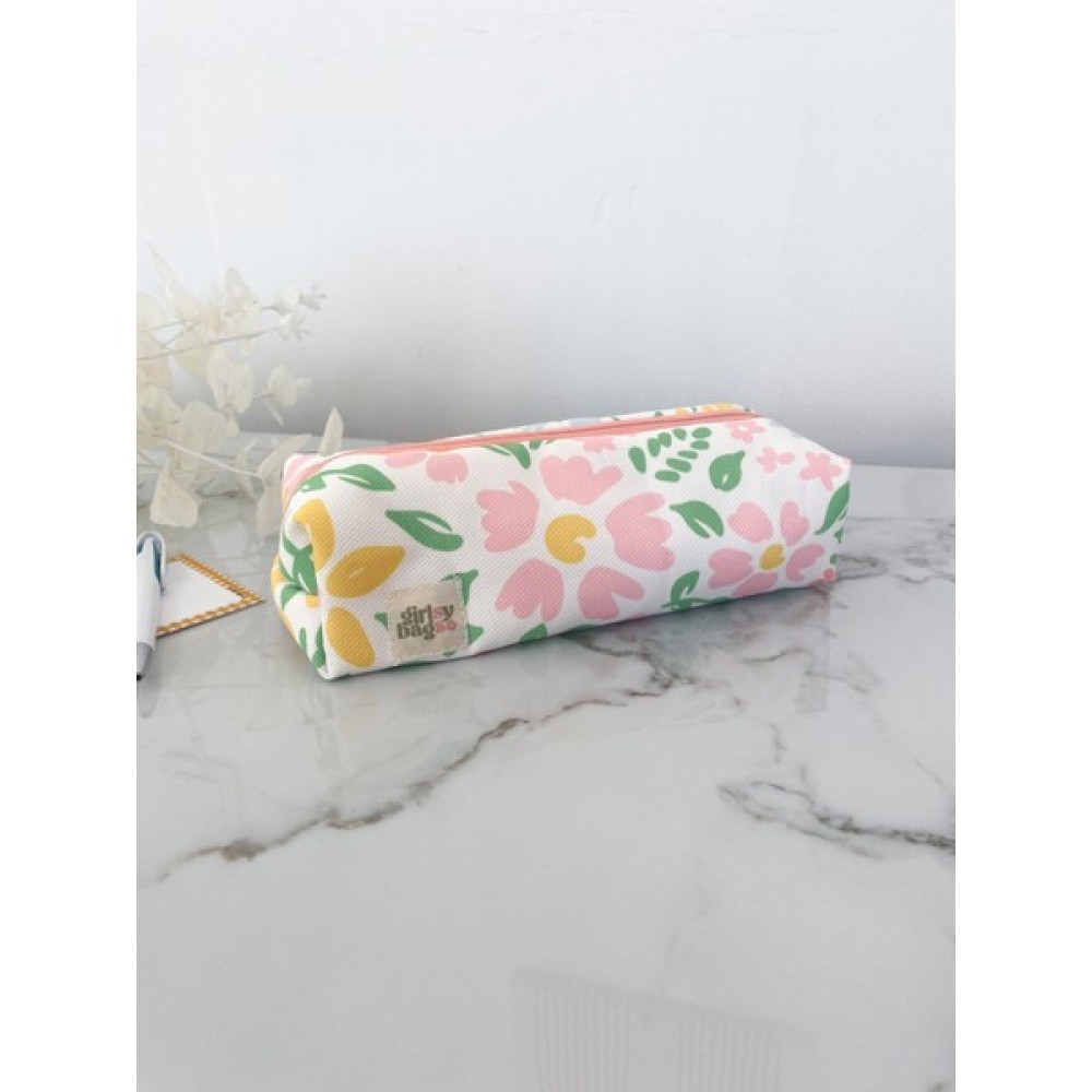 Girlsy Bags Tek Gözlü Kalemlik Yıkanabilir Fermuarlı Okul Kalem Kutusu 21X10X7 Ölçüler Çiçekli Beyaz - Çiçekli Kumaş - 21x10 Kalemlik (Kalem Kutusu) Fiyatı