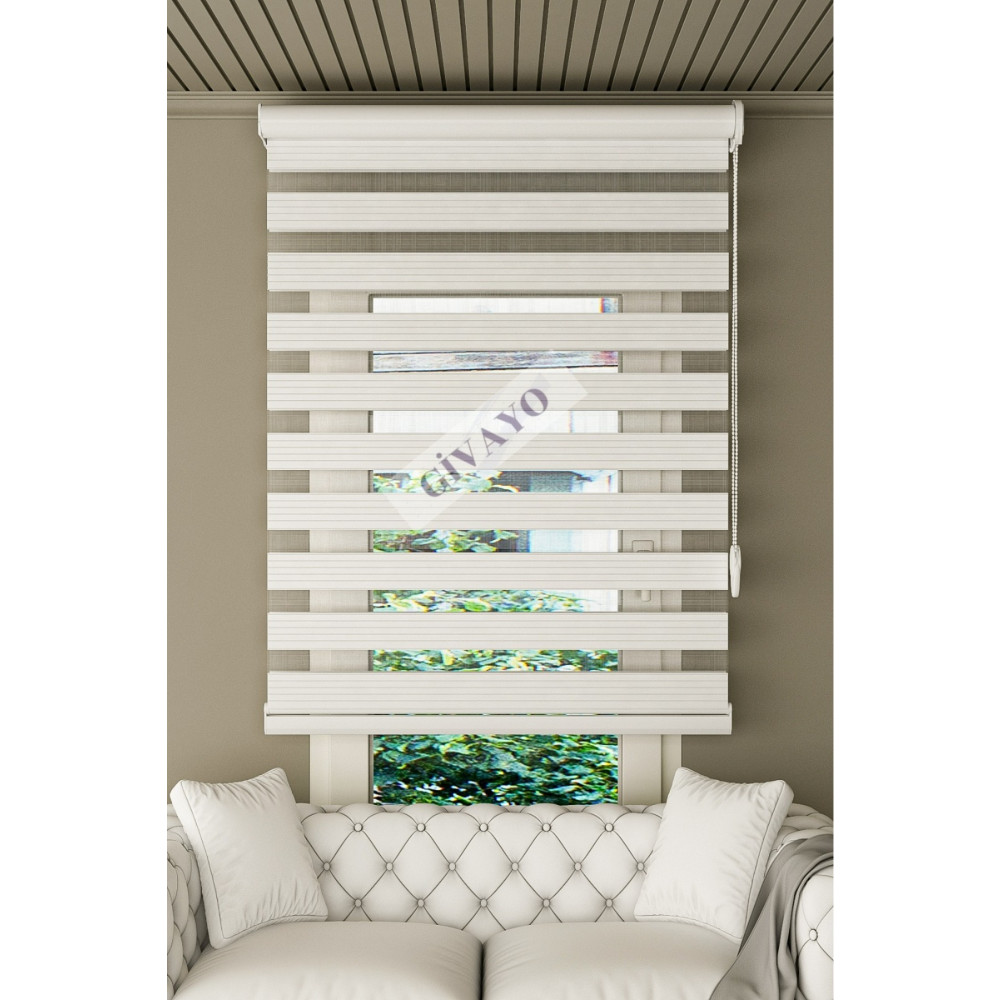 Givayo Mobilya Geniş Pliseli Beyaz Etek Dilimsiz Zebra Perde 30 x 60 Beden Stor Perde Fiyatı
