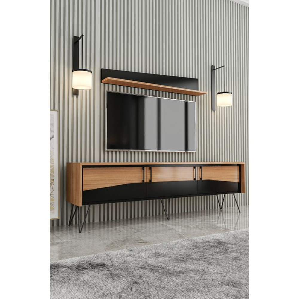 Givayo Mobilya Life Tv Ünitesi Siyah Teak 180 cm - Teak - Siyah Tv Ünitesi / Sehpası Fiyatı