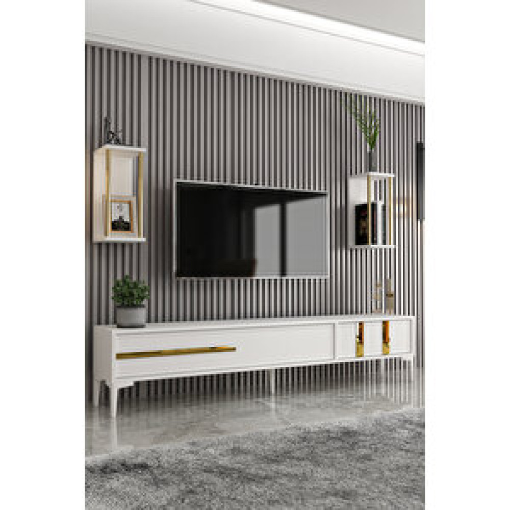 Givayo Mobilya Lükens Tv Ünitesi Beyaz Gold 180 Cm Tv Ünitesi / Sehpası Fiyatı