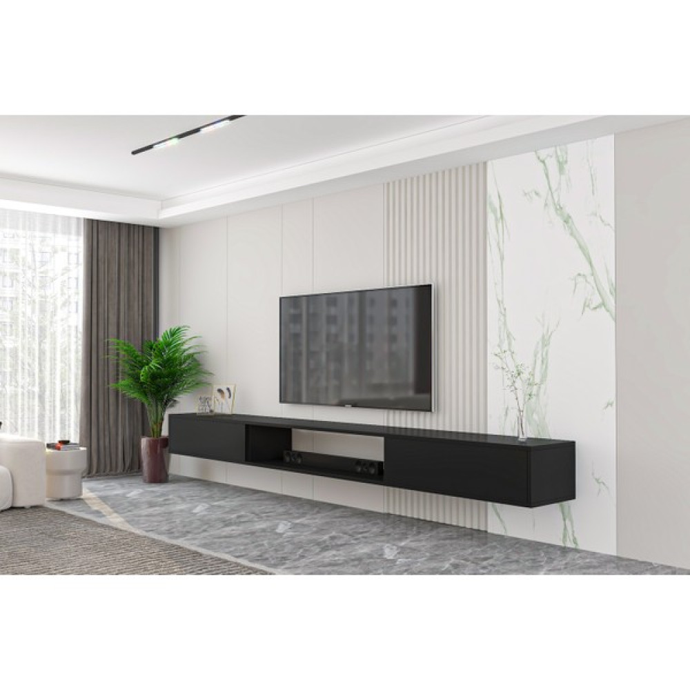 Givayo Mobilya troya Tv Ünitesi 250 cm Duvara Monte 3 Modül Antrasit Tv Ünitesi / Sehpası Fiyatı