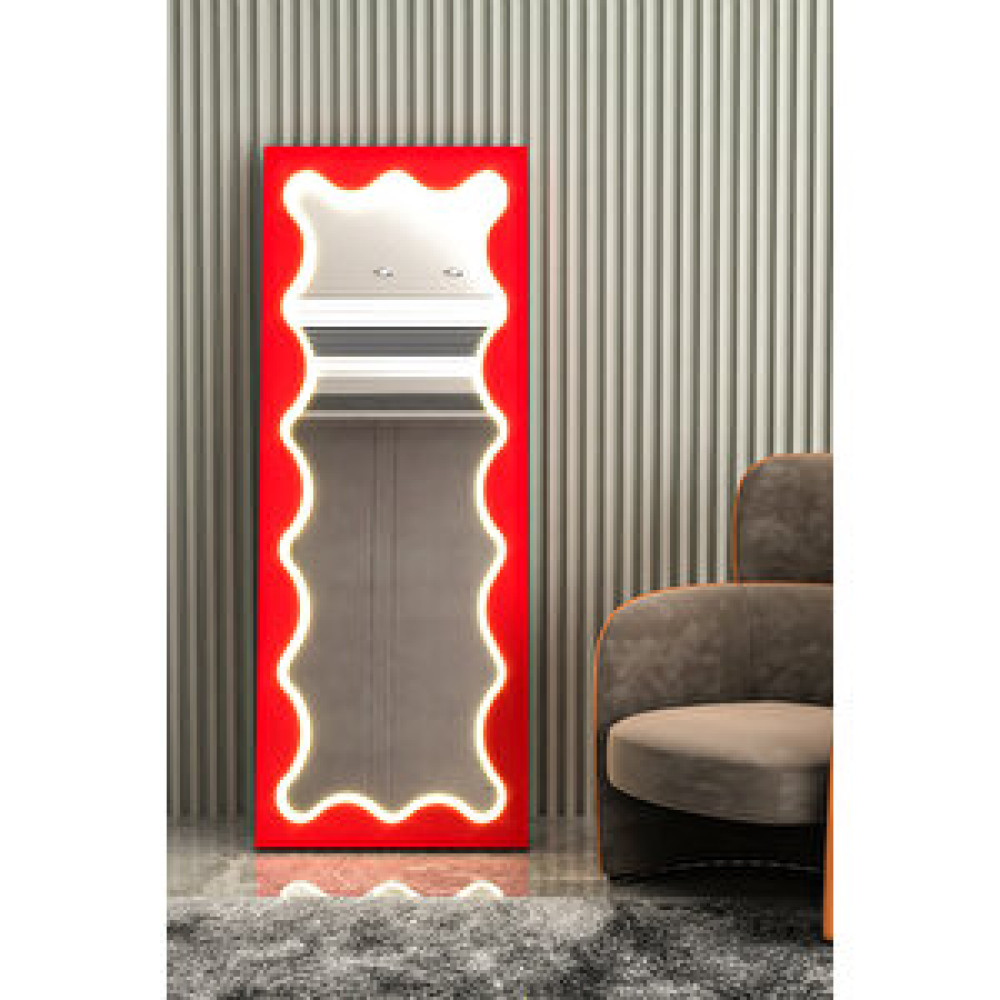 Givayo Wood’s Gi̇vayo Wood's Neon Led Işikli Çerçeveli̇ Kirmizi Boy Aynasi 160x55 Kırmızı Ayna Fiyatı