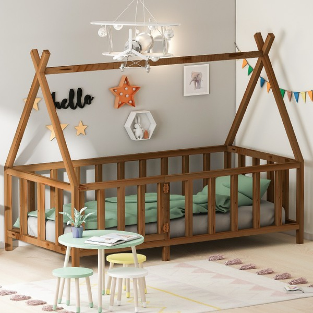 Givayo Wood's Joy Montessori Yatak Ceviz Kapılı 100*200 - 100 x 200 cm Karyola Fiyatı