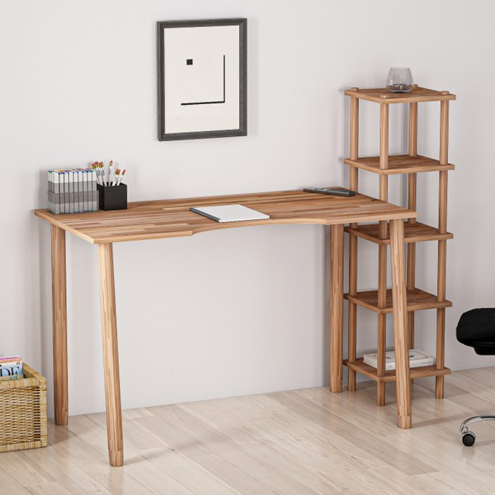 Givayo Wood's Marina Çalışma Masası Kitaplık Doğal Ahşap - Y: 75 cm D: 60 cm G: 120 cm - Ceviz Çalışma Masası Fiyatı