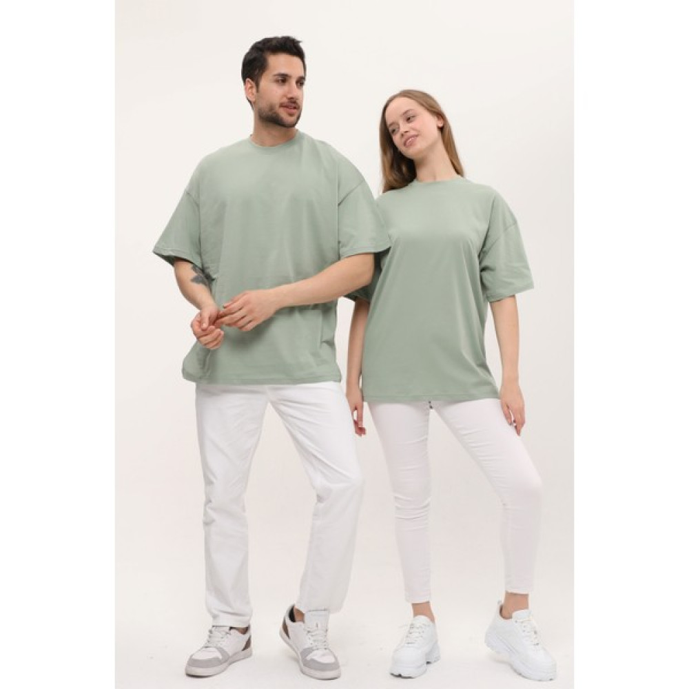 giyadda Unisex Çağla Yeşili Oversize Bol Kalıp Basic T-Shirt Erkek T-shirt Fiyatı