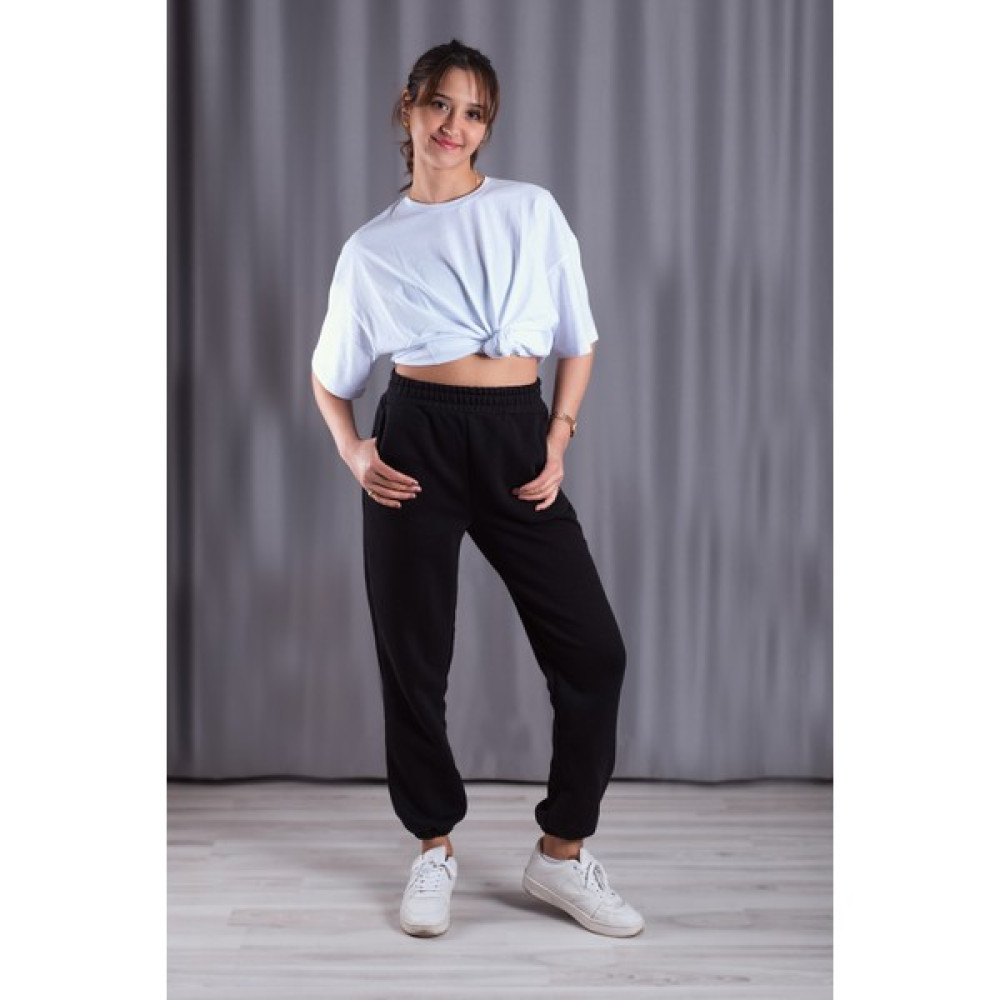 giyadda Unisex Siyah Bol Kalıp İçi Puflu Paçası Lastikli Jogger Eşofman Altı Giyim (Outdoor) Fiyatı