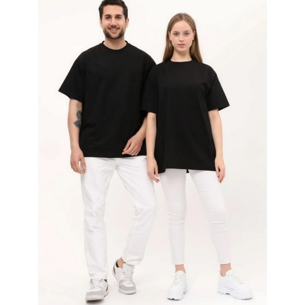 giyadda Unisex Siyah Oversize Bol Kalıp Basic T-Shirt (Sevgili Çift Kombini Tavsiyesi) Erkek T-shirt Fiyatı