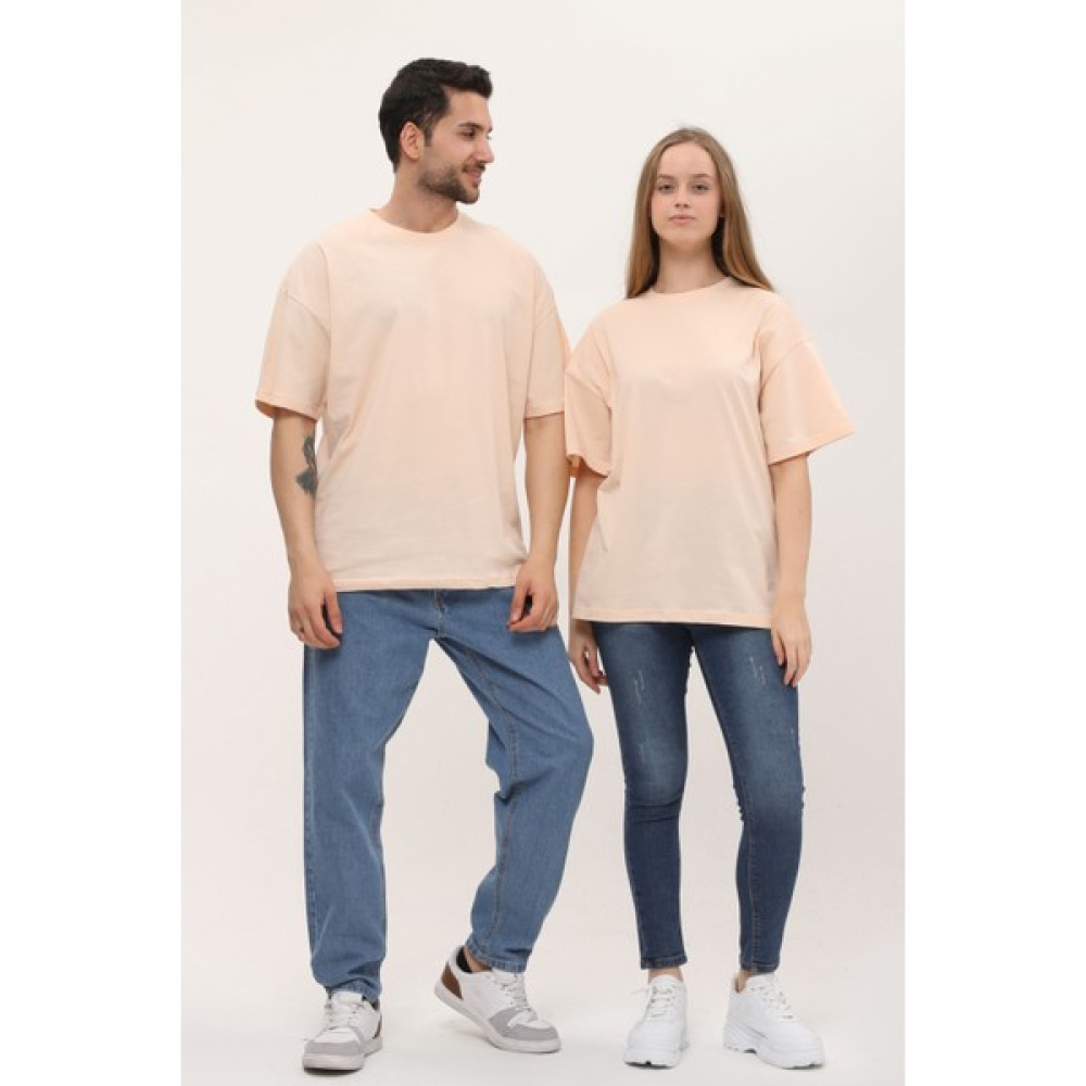 giyadda Unisex Somon Yavruağzı Oversize Bol Kalıp Basic T-Shirt (Sevgili Çift Kombini Tavsiyesi) Erkek T-shirt Fiyatı