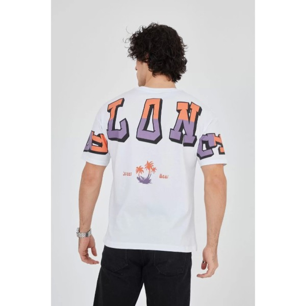 Giyim Center Erkek Ön ve Arka Baskılı T-Shirt - Beyaz Erkek T-shirt Fiyatı