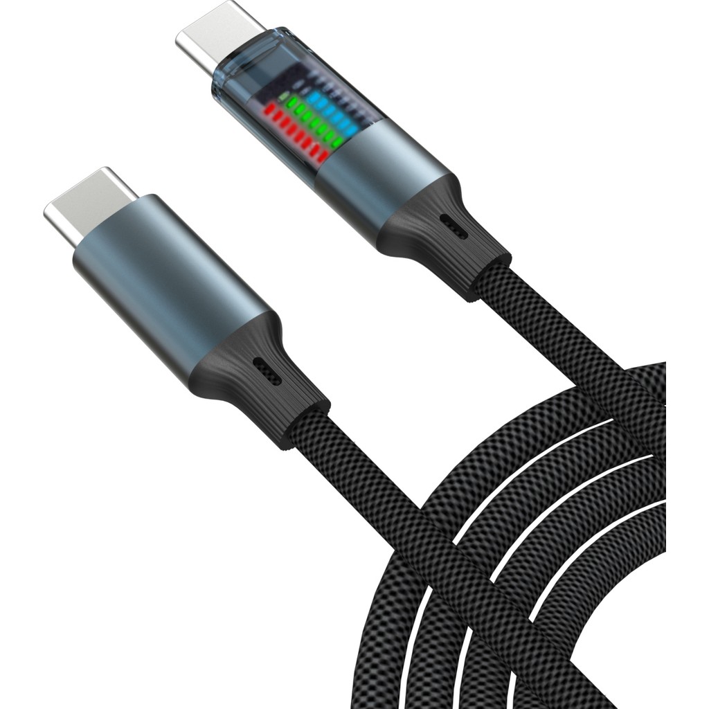 Giyitec Samsung Galaxy A36, A56 5g Uyumlu 45W Type-C To Type-C Hızlı Şarj ve Veri Kablosu |led Işıklı | 100 cm Sağlam Fiber Örgü Usb-C Kablo - Siyah Cep Telefonu Şarj Cihazı Fiyatı