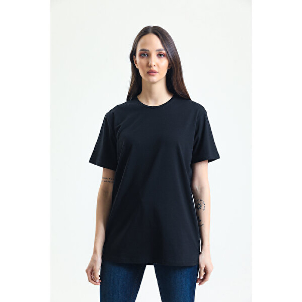 Giyoon Siyah Bisiklet Yaka Kısa Kol Bayan Tshirt Penye Likralı Süprem Bayan T-shirt Fiyatı