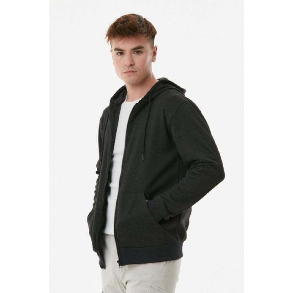 Giysa Antrasit Erkek Fermuarlı Kapüşonlu Iki Iplik Sweat Erkek Sweatshirt Fiyatı