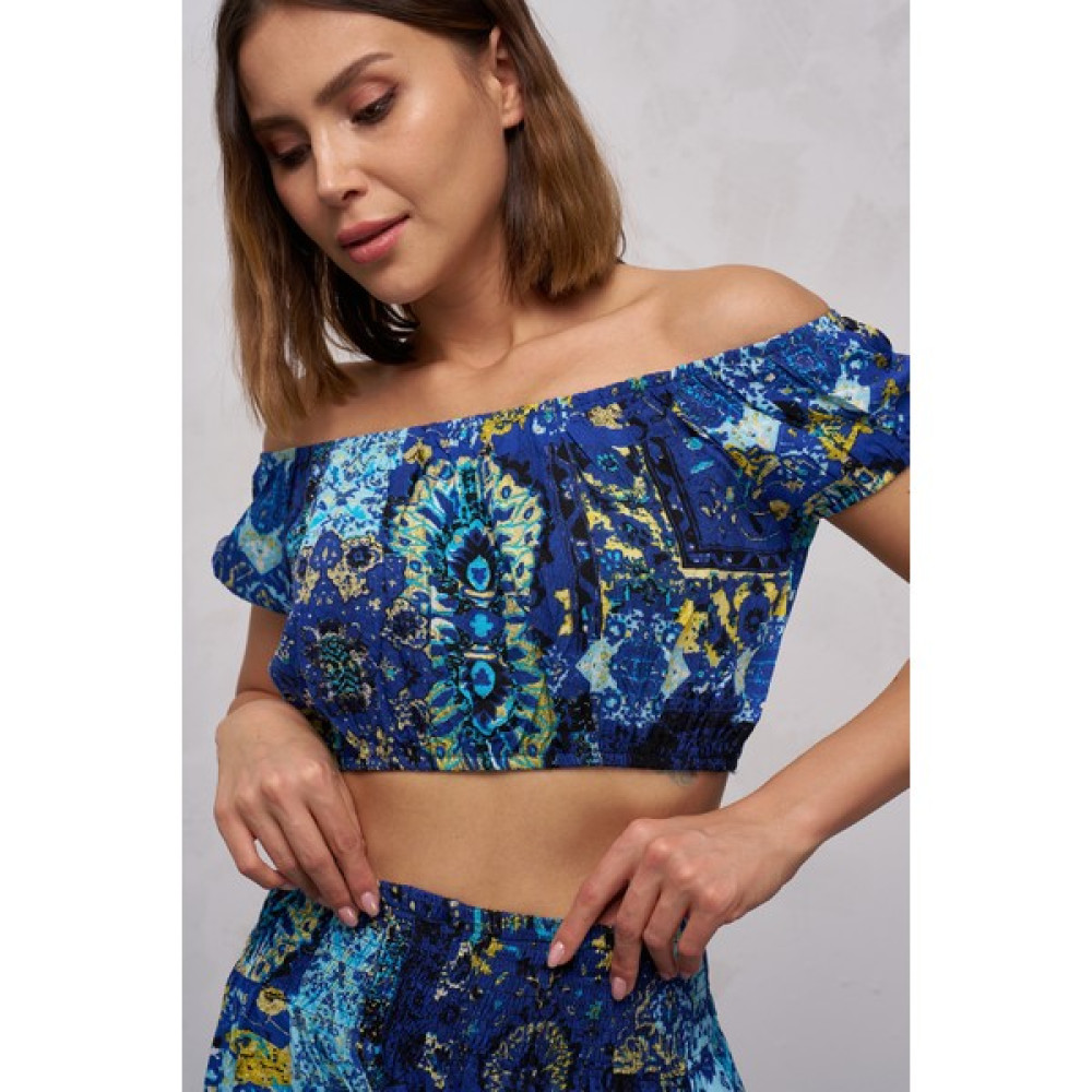 Giysa John Borners Saks Etnik Desen Lastikli Crop Bluz Fiyatı