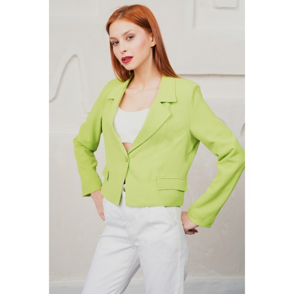 Giysa Yeşil Kadın Tek Düğmeli Kısa Blazer Ceket Bayan Ceket Fiyatı