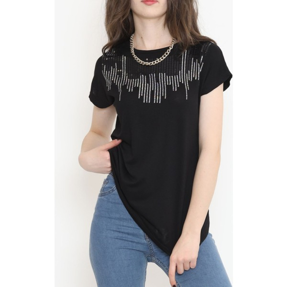 Giysim Bu Pul Detaylı Bluz Siyah - 17145.599. Bluz Fiyatı