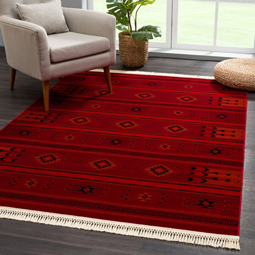 Giza Home Afgan Türkmen Otantik Desenli Bordo Salon ve Oturma Odası Halısı 3681A 160x230 - 160 x 230 cm Salon Halısı Fiyatı
