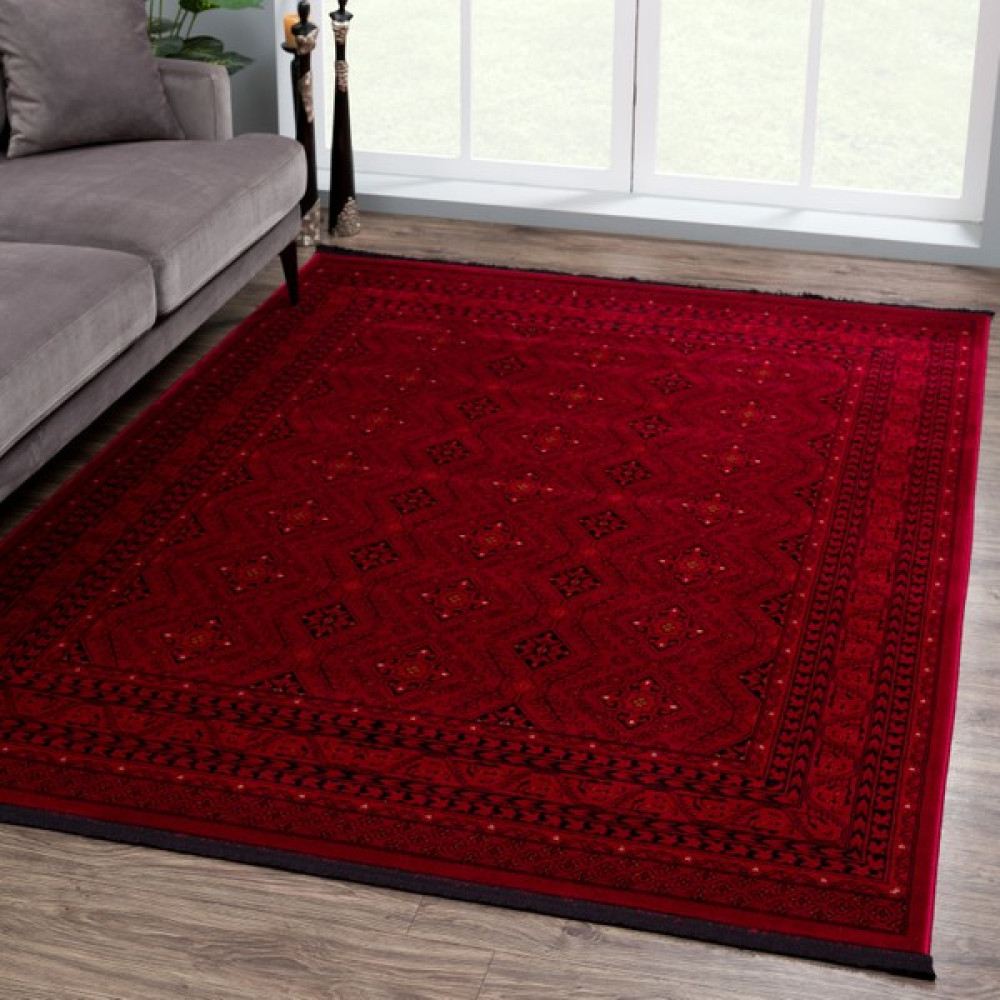Giza Home Afgan Türkmen Otantik Desenli Dokuma Salon ve Oturma Odası Halısı 6919B 80x300 - Bordo - 80 x 300 cm Salon Halısı Fiyatı